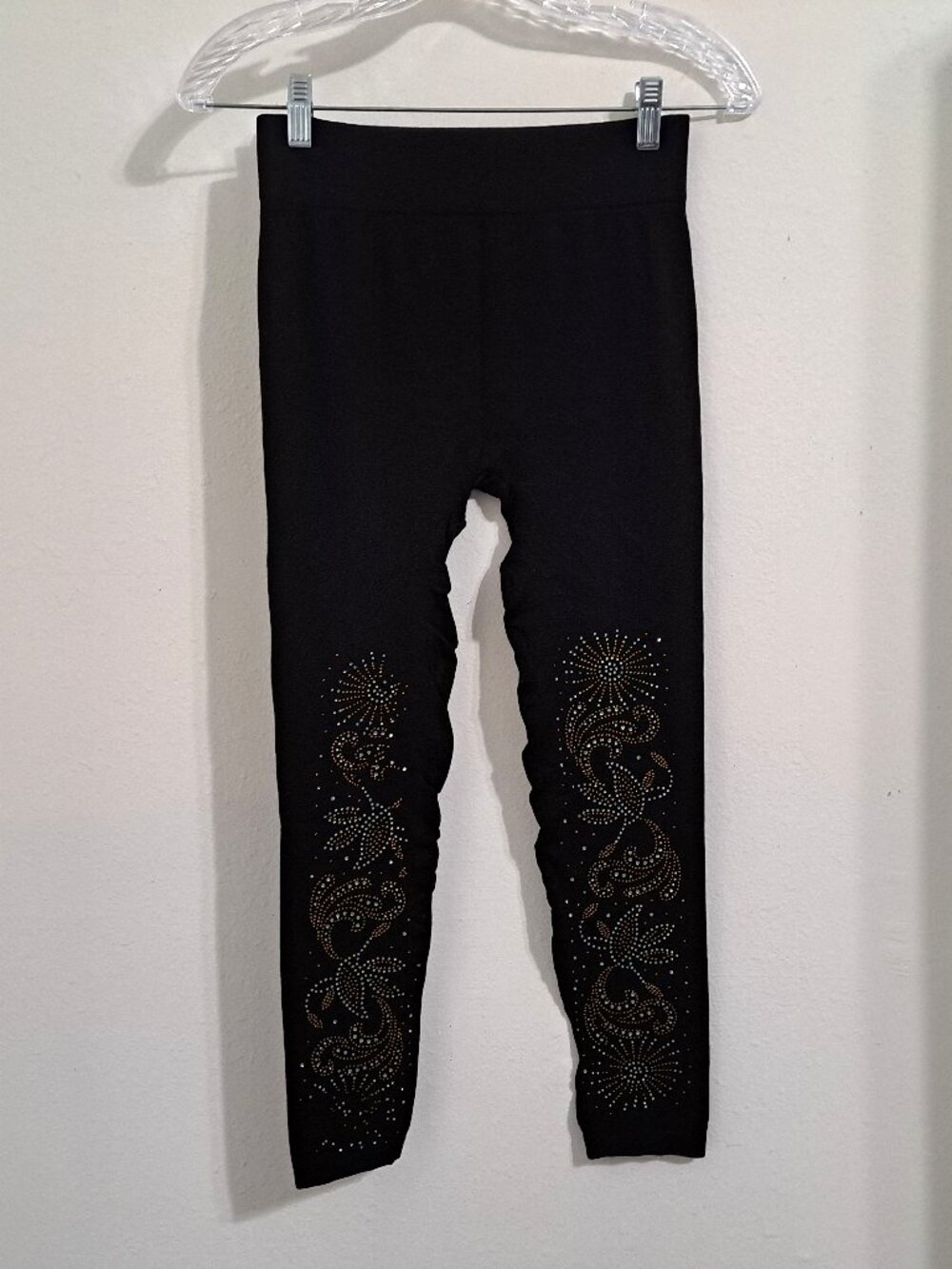 Juniors Rhinestones Skinny Leggings Color Black Size S-M-L